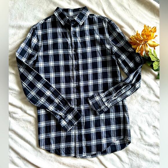 Sovereign Code Los Angeles Black and White Plaid Button Up Hollister Men’s Small - Picture 1 of 9